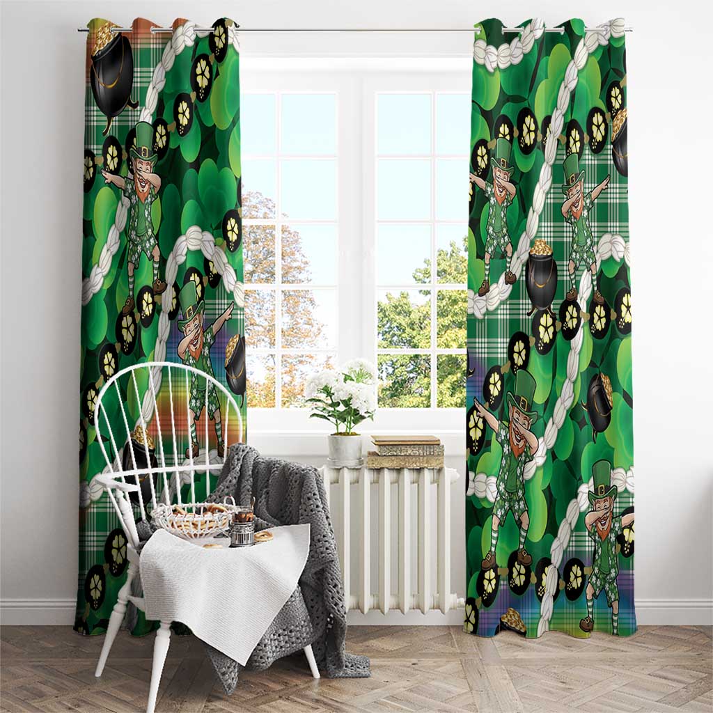 St Patrick's Day Palaka Hawaii Window Curtain Kukui Nut Pikake Lei Shamrock Dabbing Leprechaun LT14 - Polynesian Pride