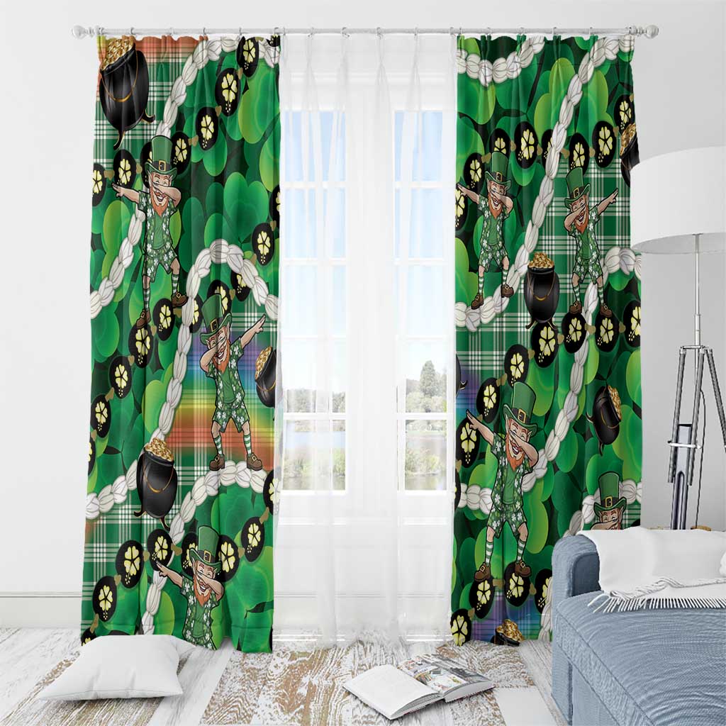 St Patrick's Day Palaka Hawaii Window Curtain Kukui Nut Pikake Lei Shamrock Dabbing Leprechaun LT14 - Polynesian Pride