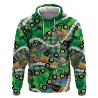 St Patrick's Day Palaka Hawaii Zip Hoodie Kukui Nut Pikake Lei Shamrock Dabbing Leprechaun LT14 Pullover Hoodie Green - Polynesian Pride