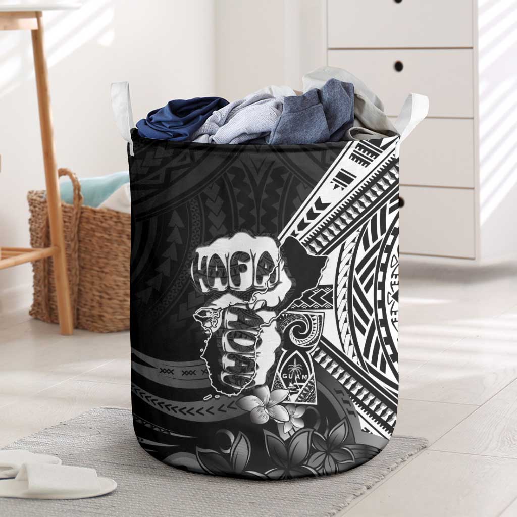 Hafa Adai Guam Discovery Day Laundry Basket Chamorro Latte Stone Hand Black Version LT14 Black - Polynesian Pride
