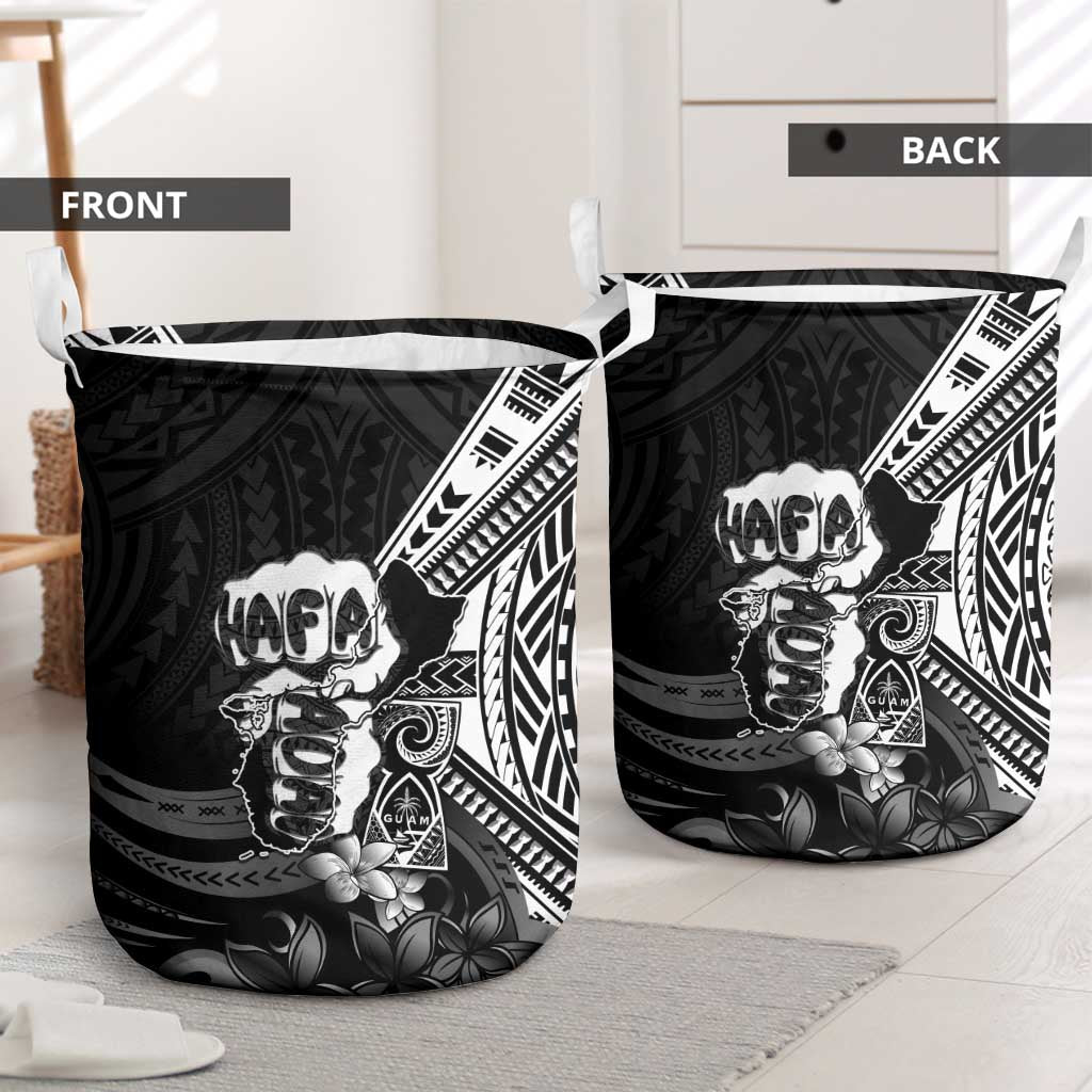 Hafa Adai Guam Discovery Day Laundry Basket Chamorro Latte Stone Hand Black Version LT14 - Polynesian Pride