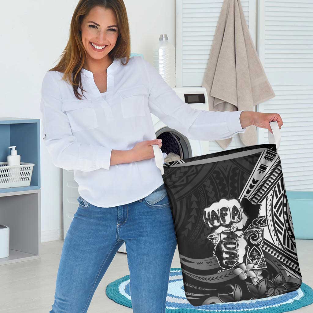 Hafa Adai Guam Discovery Day Laundry Basket Chamorro Latte Stone Hand Black Version LT14 - Polynesian Pride