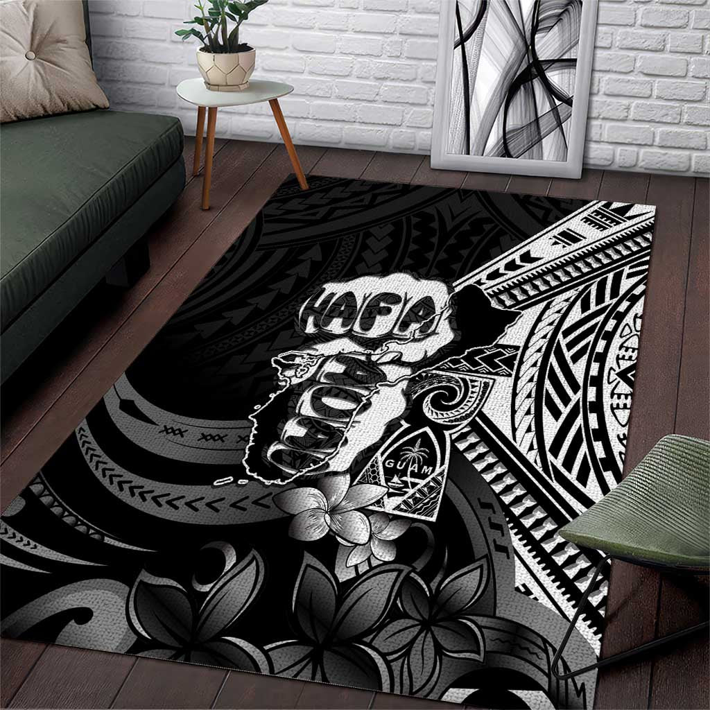 Hafa Adai Guam Discovery Day Area Rug Chamorro Latte Stone Hand Black Version LT14 Black - Polynesian Pride