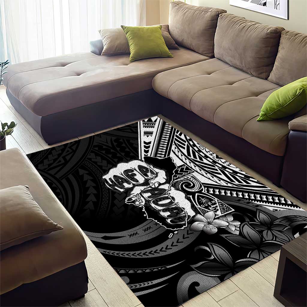 Hafa Adai Guam Discovery Day Area Rug Chamorro Latte Stone Hand Black Version LT14 - Polynesian Pride