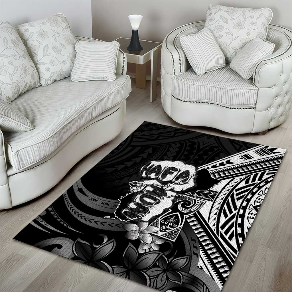 Hafa Adai Guam Discovery Day Area Rug Chamorro Latte Stone Hand Black Version LT14 - Polynesian Pride