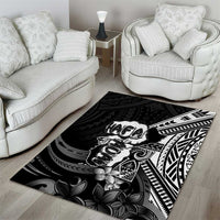 Hafa Adai Guam Discovery Day Area Rug Chamorro Latte Stone Hand Black Version LT14 - Polynesian Pride