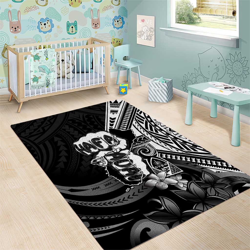Hafa Adai Guam Discovery Day Area Rug Chamorro Latte Stone Hand Black Version LT14 - Polynesian Pride