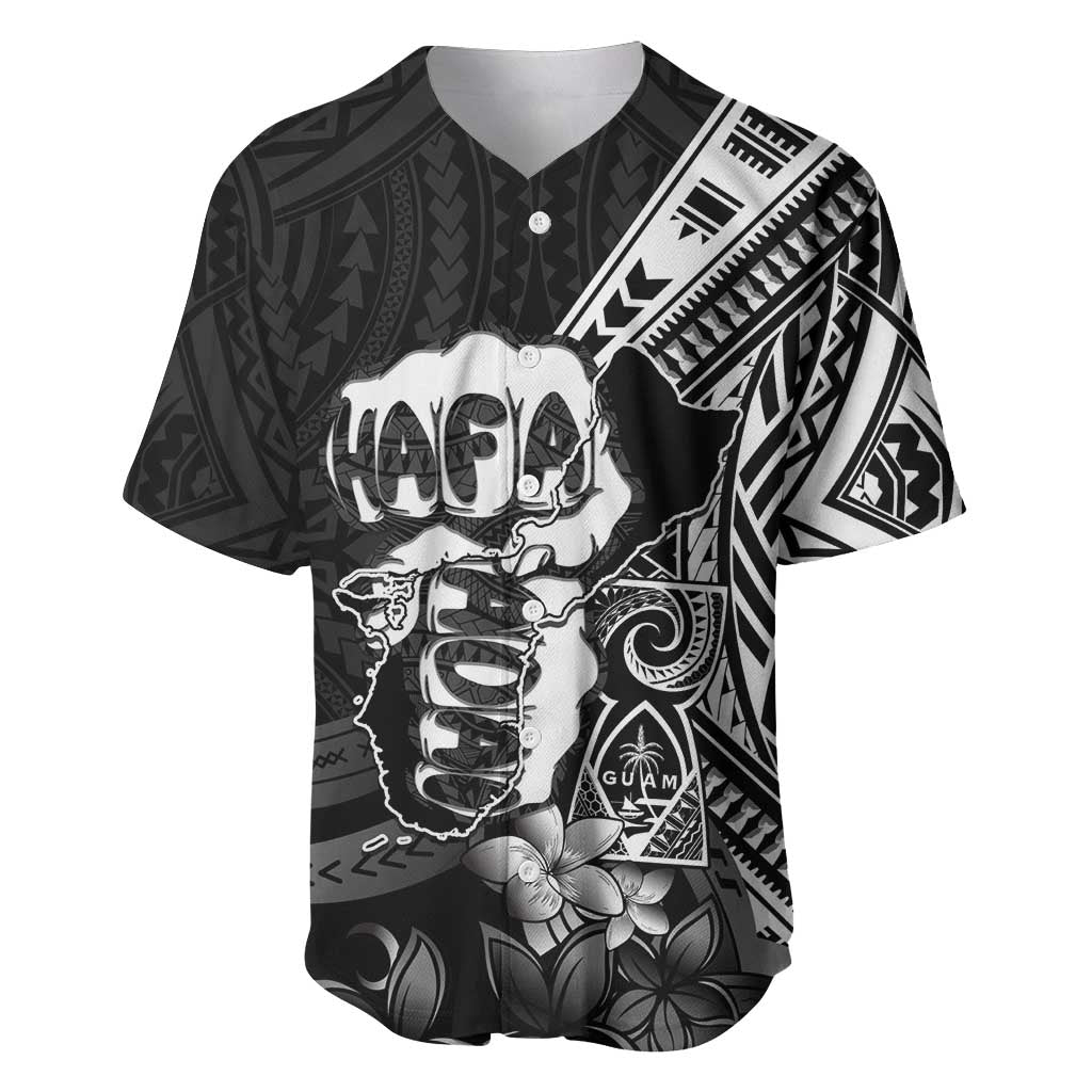 Hafa Adai Guam Discovery Day Baseball Jersey Chamorro Latte Stone Hand Black Version LT14 Black - Polynesian Pride