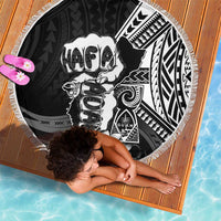 Hafa Adai Guam Discovery Day Beach Blanket Chamorro Latte Stone Hand Black Version LT14 - Polynesian Pride