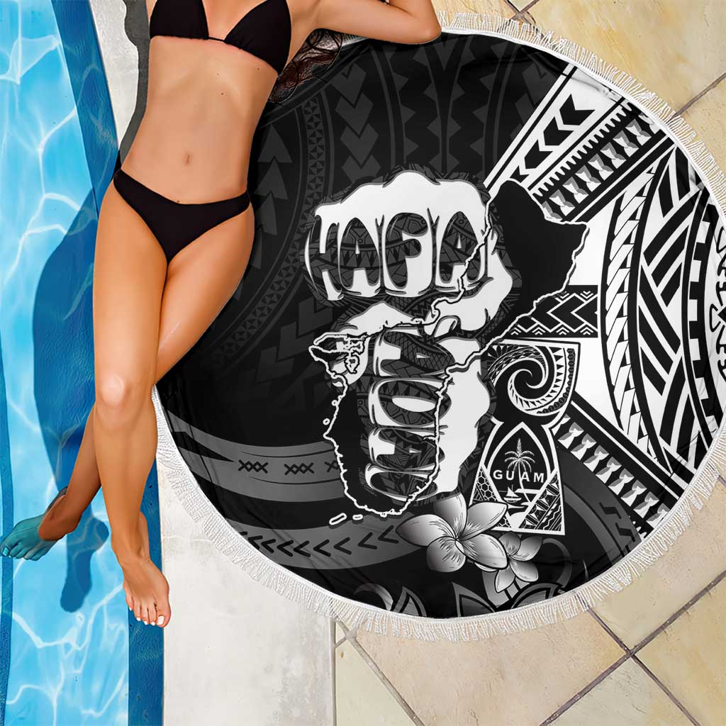 Hafa Adai Guam Discovery Day Beach Blanket Chamorro Latte Stone Hand Black Version LT14 - Polynesian Pride