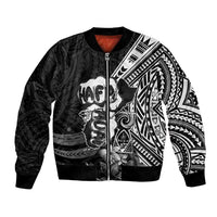 Hafa Adai Guam Discovery Day Bomber Jacket Chamorro Latte Stone Hand Black Version LT14 Unisex Black - Polynesian Pride