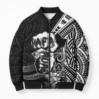 Hafa Adai Guam Discovery Day Bomber Puffer Jacket Chamorro Latte Stone Hand Black Version LT14 Unisex Black - Polynesian Pride