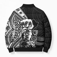 Hafa Adai Guam Discovery Day Bomber Puffer Jacket Chamorro Latte Stone Hand Black Version LT14 - Polynesian Pride
