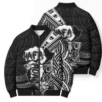 Hafa Adai Guam Discovery Day Bomber Puffer Jacket Chamorro Latte Stone Hand Black Version LT14 - Polynesian Pride