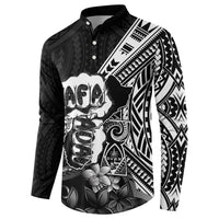 Hafa Adai Guam Discovery Day Button Sweatshirt Chamorro Latte Stone Hand Black Version LT14 - Polynesian Pride