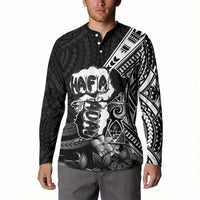 Hafa Adai Guam Discovery Day Button Sweatshirt Chamorro Latte Stone Hand Black Version LT14 - Polynesian Pride