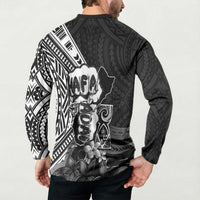 Hafa Adai Guam Discovery Day Button Sweatshirt Chamorro Latte Stone Hand Black Version LT14 - Polynesian Pride
