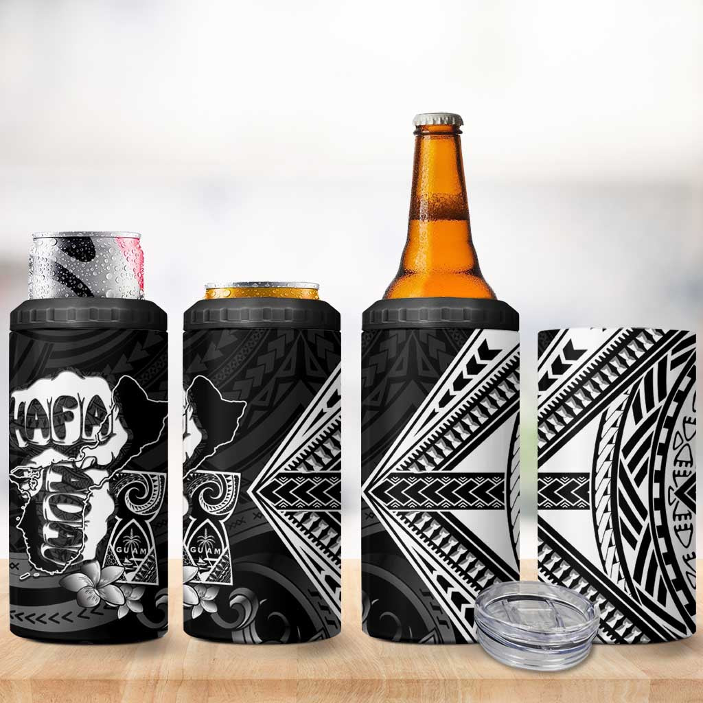 Hafa Adai Guam Discovery Day 4 in 1 Can Cooler Tumbler Chamorro Latte Stone Hand Black Version LT14 - Polynesian Pride