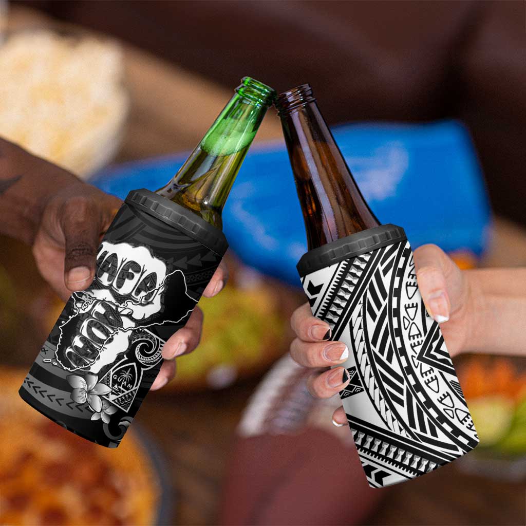 Hafa Adai Guam Discovery Day 4 in 1 Can Cooler Tumbler Chamorro Latte Stone Hand Black Version LT14 - Polynesian Pride