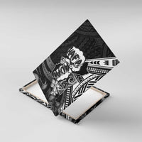 Hafa Adai Guam Discovery Day Canvas Wall Art Chamorro Latte Stone Hand Black Version LT14 With Frame Black - Polynesian Pride