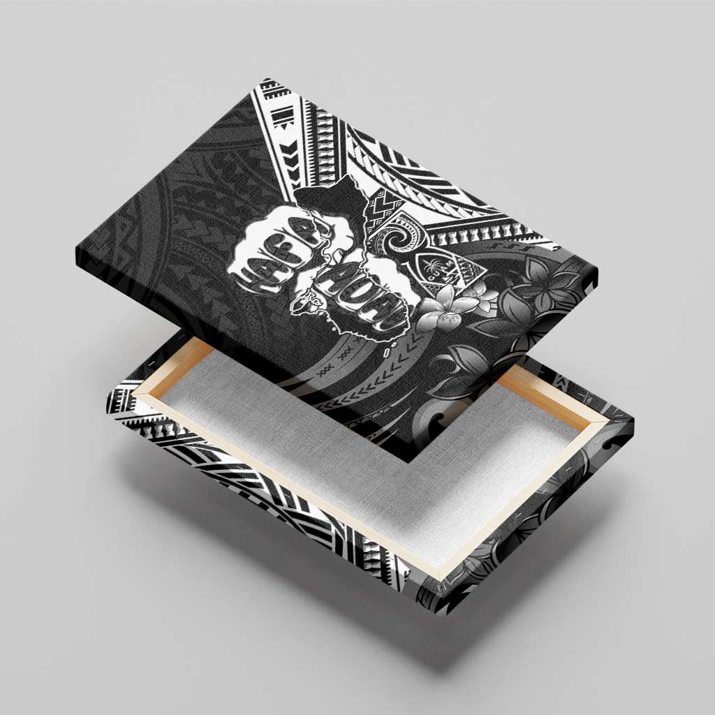 Hafa Adai Guam Discovery Day Canvas Wall Art Chamorro Latte Stone Hand Black Version LT14 - Polynesian Pride