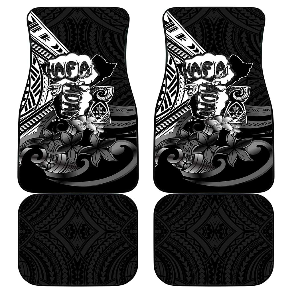 Hafa Adai Guam Discovery Day Car Mats Chamorro Latte Stone Hand Black Version LT14 - Polynesian Pride