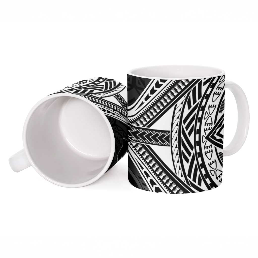Hafa Adai Guam Discovery Day Ceramic Mug Chamorro Latte Stone Hand Black Version LT14 - Polynesian Pride