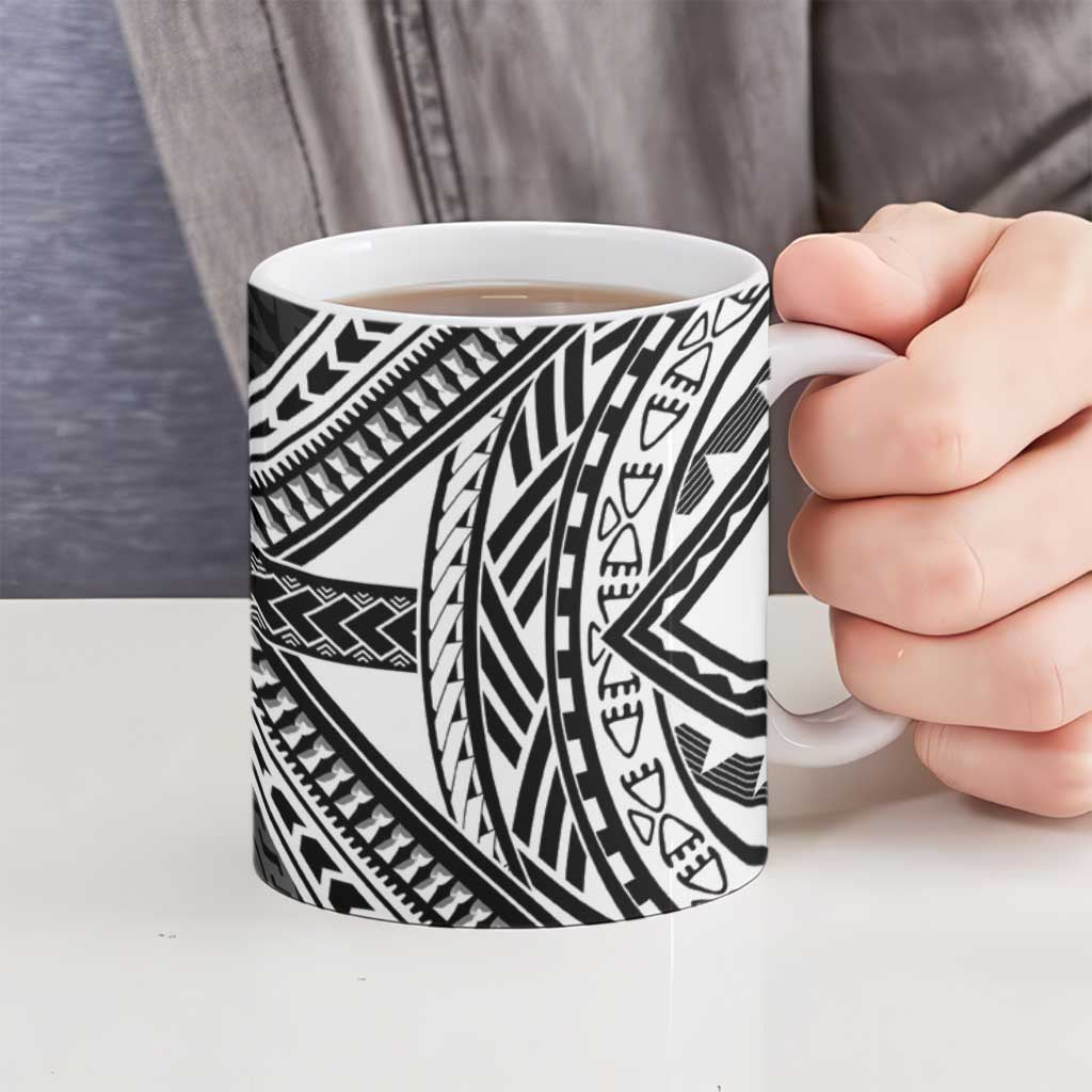 Hafa Adai Guam Discovery Day Ceramic Mug Chamorro Latte Stone Hand Black Version LT14 - Polynesian Pride