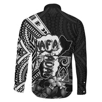 Hafa Adai Guam Discovery Day Family Matching Short Sleeve Bodycon Dress and Hawaiian Shirt Chamorro Latte Stone Hand Black Version