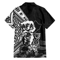 Hafa Adai Guam Discovery Day Family Matching Summer Maxi Dress and Hawaiian Shirt Chamorro Latte Stone Hand Black Version
