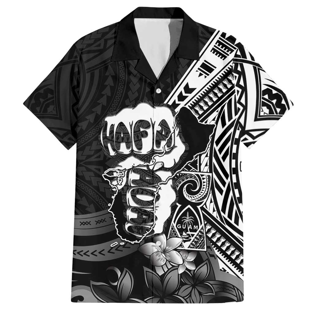 Hafa Adai Guam Discovery Day Hawaiian Shirt Chamorro Latte Stone Hand Black Version