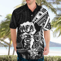 Hafa Adai Guam Discovery Day Hawaiian Shirt Chamorro Latte Stone Hand Black Version