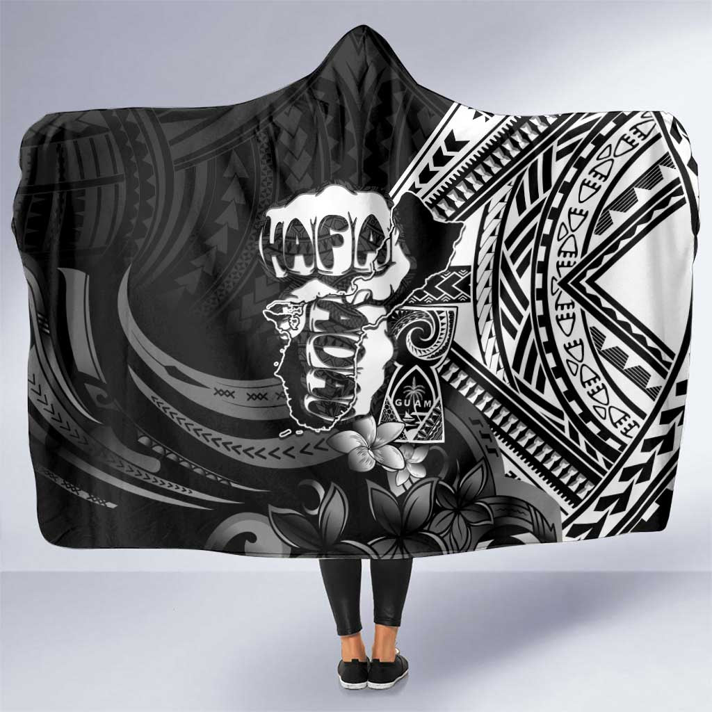 Hafa Adai Guam Discovery Day Hooded Blanket Chamorro Latte Stone Hand Black Version LT14 One Size Black - Polynesian Pride
