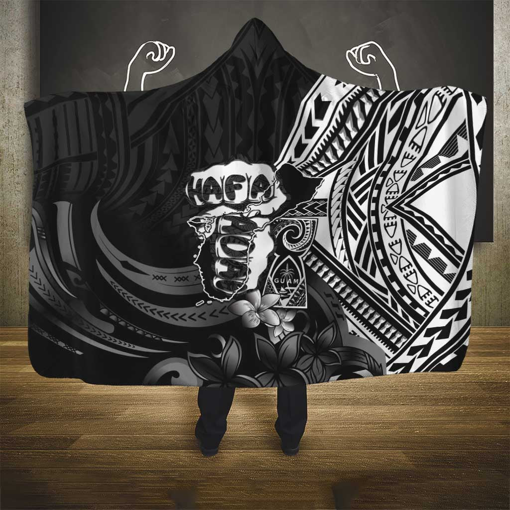 Hafa Adai Guam Discovery Day Hooded Blanket Chamorro Latte Stone Hand Black Version LT14 - Polynesian Pride