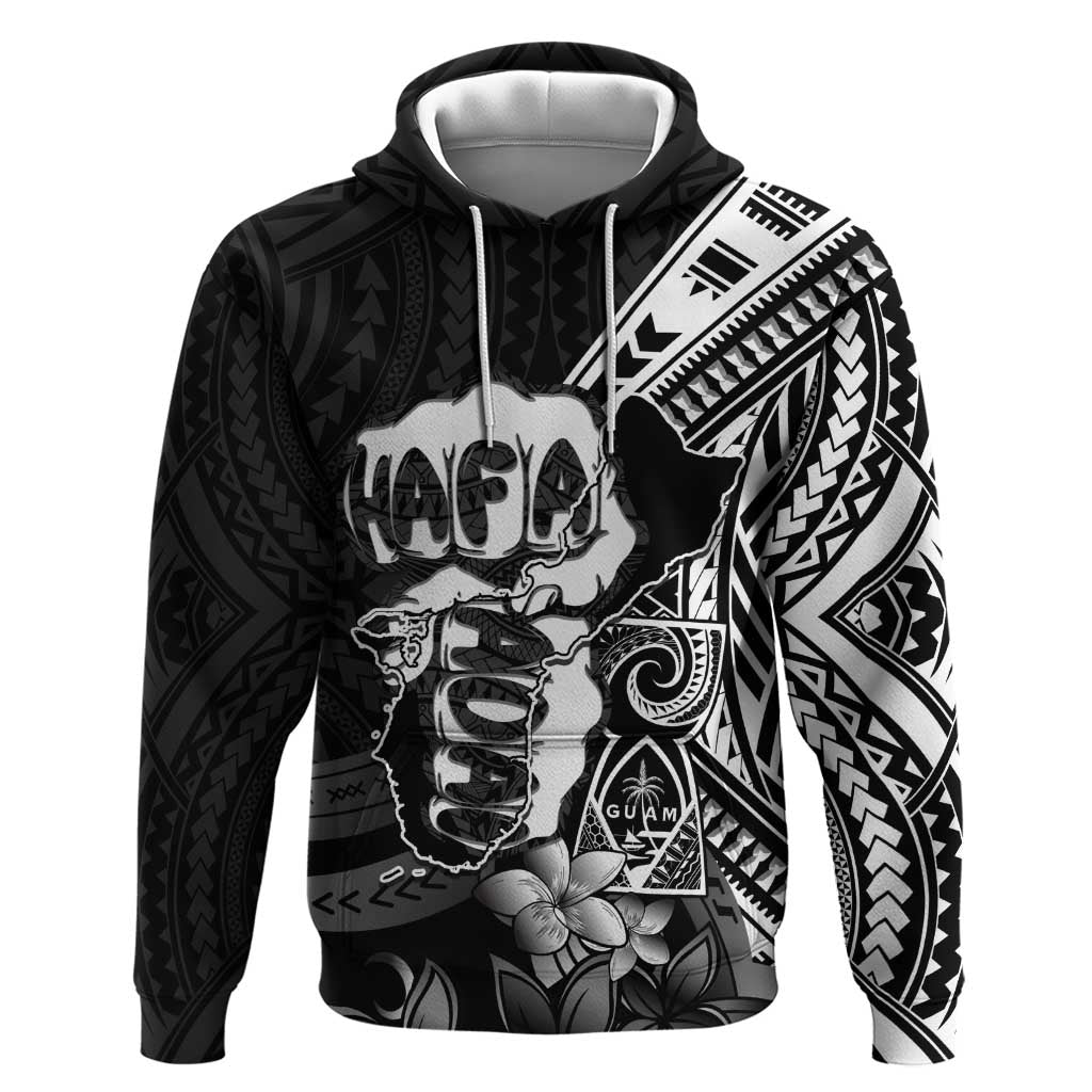 Hafa Adai Guam Discovery Day Hoodie Chamorro Latte Stone Hand Black Version LT14 Pullover Hoodie Black - Polynesian Pride