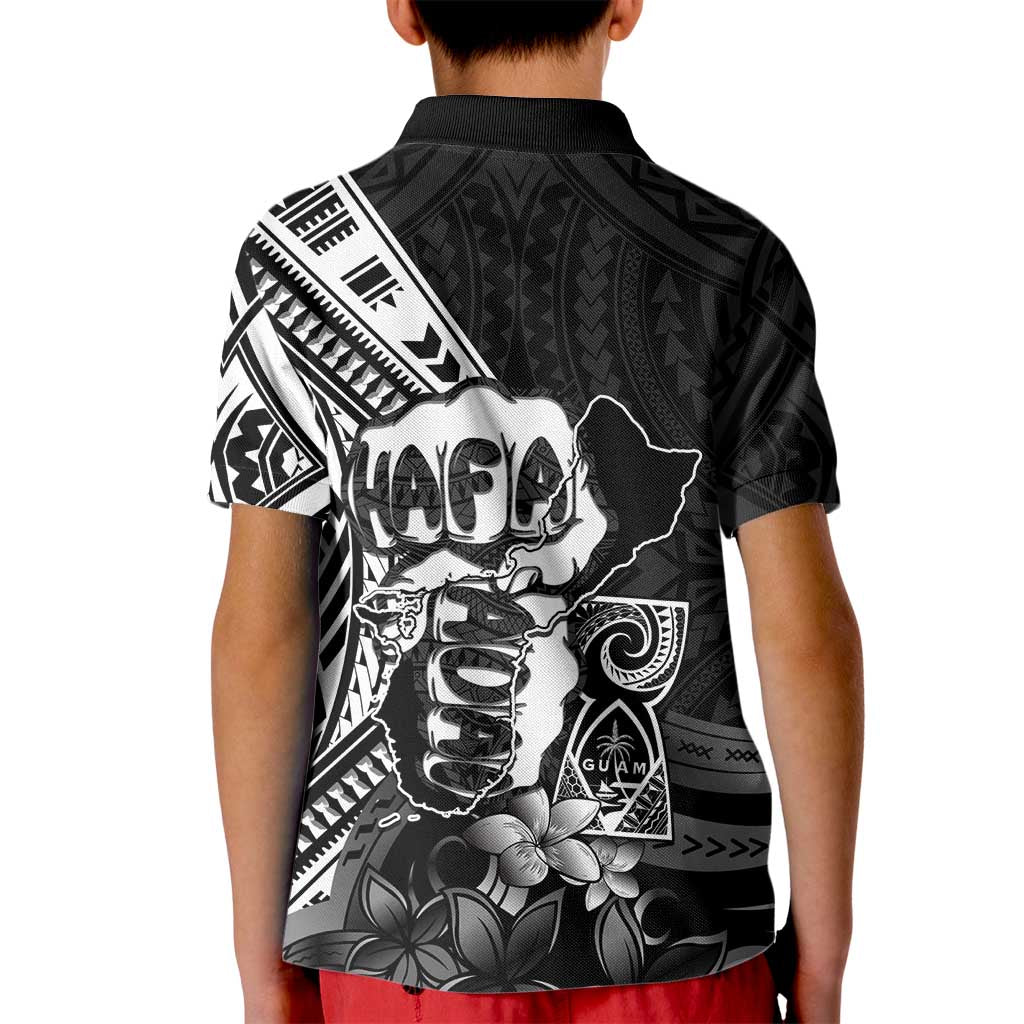 Hafa Adai Guam Discovery Day Kid Polo Shirt Chamorro Latte Stone Hand Black Version LT14 - Polynesian Pride