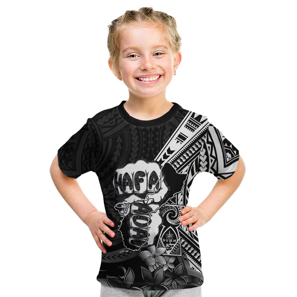 Hafa Adai Guam Discovery Day Kid T Shirt Chamorro Latte Stone Hand Black Version LT14 Black - Polynesian Pride