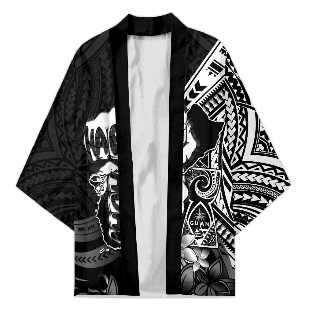 Hafa Adai Guam Discovery Day Kimono Chamorro Latte Stone Hand Black Version LT14 Unisex Black - Polynesian Pride