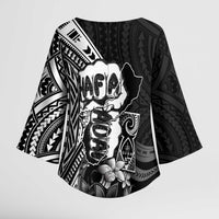 Hafa Adai Guam Discovery Day Kimono Sleeve Blouse Chamorro Latte Stone Hand Black Version LT14 - Polynesian Pride