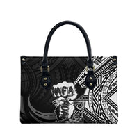 Hafa Adai Guam Discovery Day Leather Bag Chamorro Latte Stone Hand Black Version LT14 - Polynesian Pride
