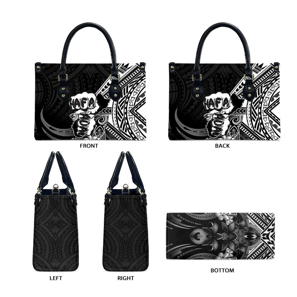 Hafa Adai Guam Discovery Day Leather Bag Chamorro Latte Stone Hand Black Version LT14 - Polynesian Pride
