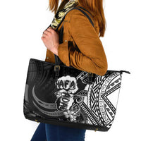 Hafa Adai Guam Discovery Day Leather Tote Bag Chamorro Latte Stone Hand Black Version