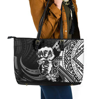 Hafa Adai Guam Discovery Day Leather Tote Bag Chamorro Latte Stone Hand Black Version