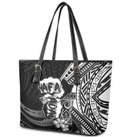 Hafa Adai Guam Discovery Day Leather Tote Bag Chamorro Latte Stone Hand Black Version