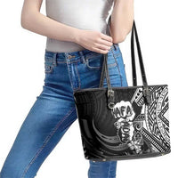 Hafa Adai Guam Discovery Day Leather Tote Bag Chamorro Latte Stone Hand Black Version