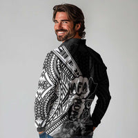 Hafa Adai Guam Discovery Day Long Sleeve Polo Shirt Chamorro Latte Stone Hand Black Version LT14 - Polynesian Pride