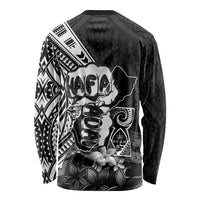 Hafa Adai Guam Discovery Day Long Sleeve Shirt Chamorro Latte Stone Hand Black Version LT14 - Polynesian Pride