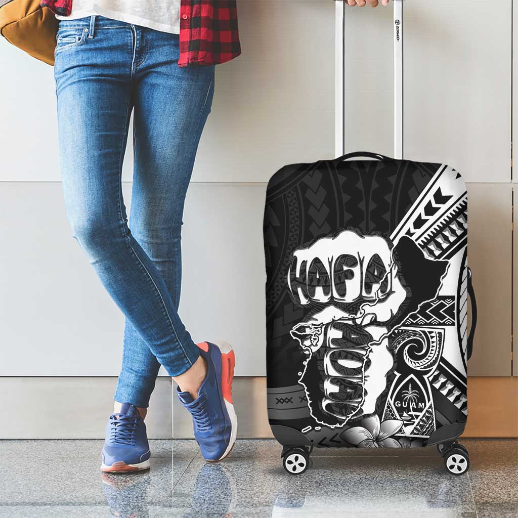 Hafa Adai Guam Discovery Day Luggage Cover Chamorro Latte Stone Hand Black Version LT14 - Polynesian Pride
