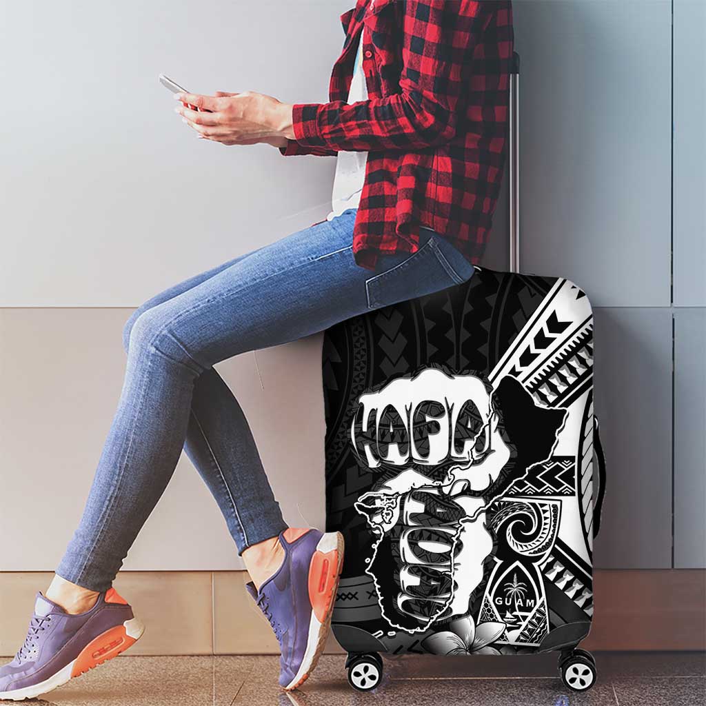 Hafa Adai Guam Discovery Day Luggage Cover Chamorro Latte Stone Hand Black Version LT14 - Polynesian Pride