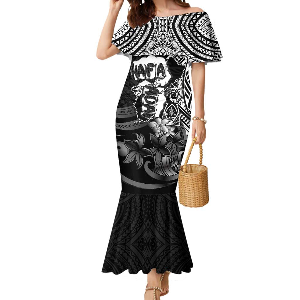 Hafa Adai Guam Discovery Day Mermaid Dress Chamorro Latte Stone Hand Black Version LT14 Women Black - Polynesian Pride